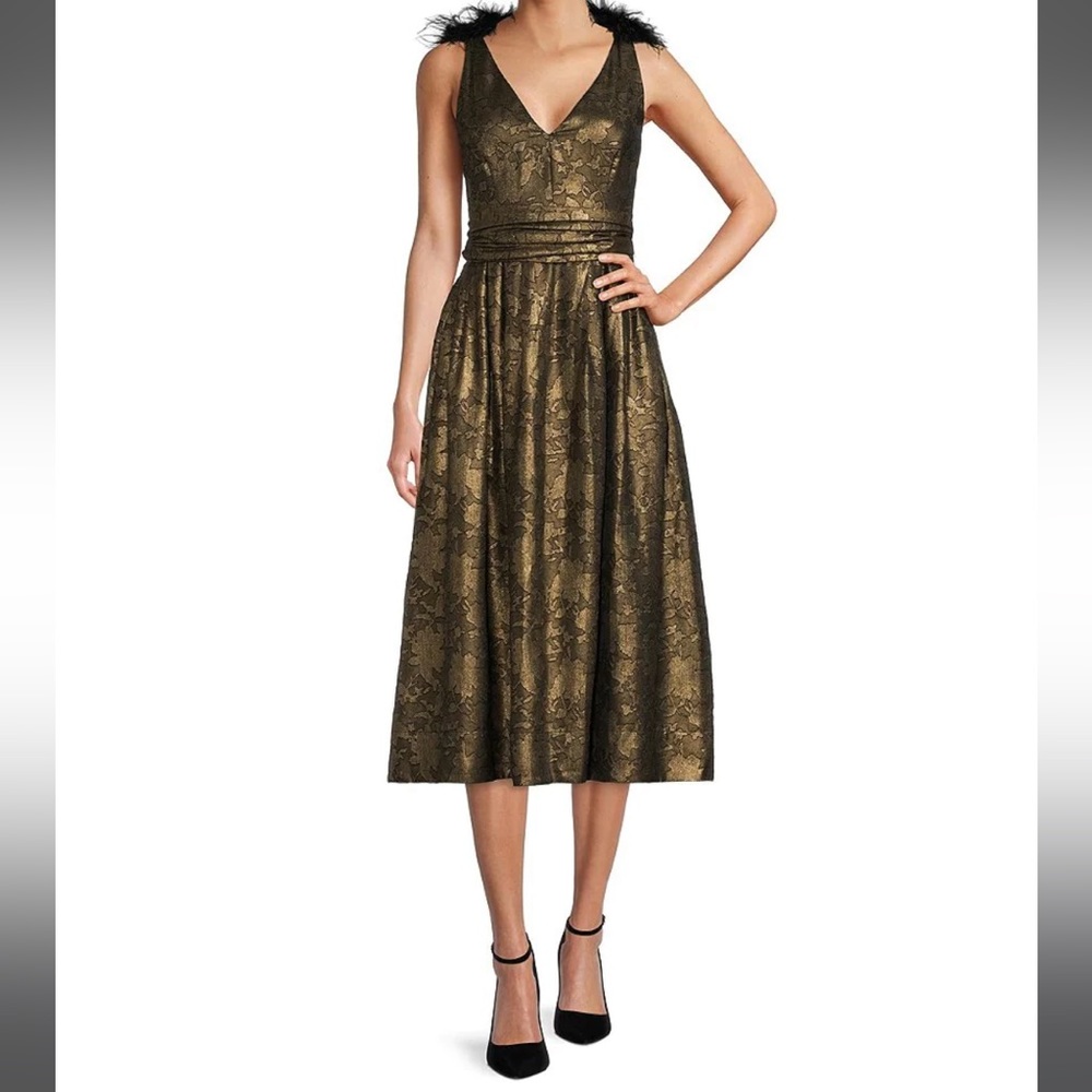 A Loves A gold midi dress